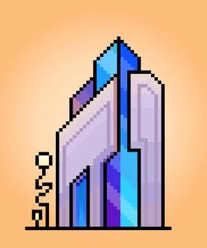 Modern home models in 8 bit pixels. Future homes, for game assets and web Stock Illustration