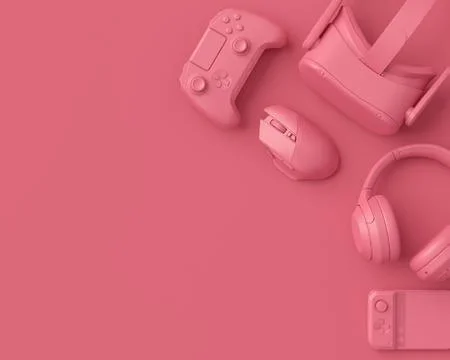 Modern home office setup featuring keyboard, VR glasses and headphones Stock Illustration