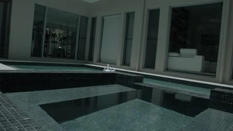 Modern Home Pool and Spa Area in Sunshine Coast Residential Setting Stock Footage 341314556