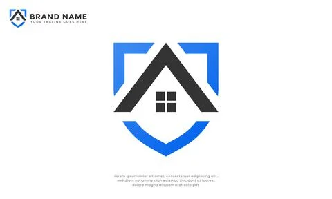 Modern home security logo Stock Illustration