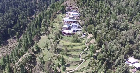 Modern Homes on Terraced Mountainside Stock Footage 80995878