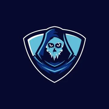 Modern hooded ice skull e sport team gaming cartoon mascot vector illustratio 스톡 일러스트