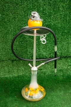 Modern Hookah With Fruit Bowl On The Table In The Hookah Room Stock Photos