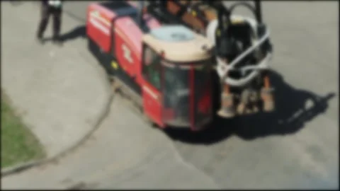 A modern horizontal drilling machine for laying water pipes and electric cables Stock Footage 317808016