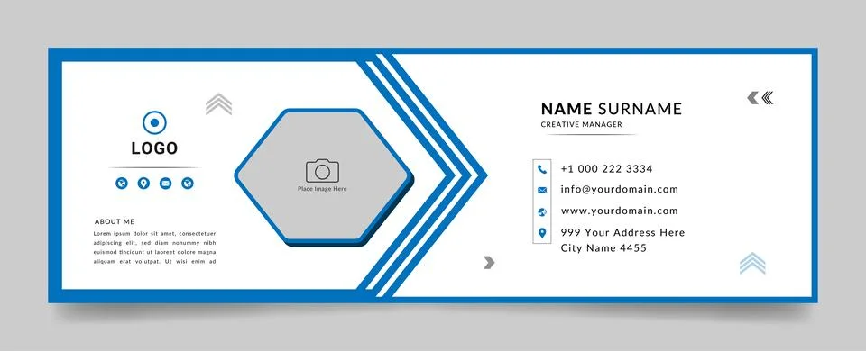Modern horizontal e-mail layout for personal or corporate branding. Stock Illustration