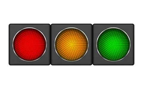 Modern horizontal led traffic light with of switching-on red, yellow, green l Stock Illustration
