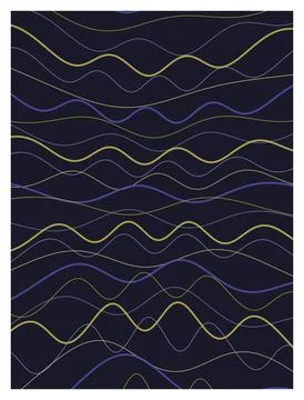 Modern horizontal wavy line pattern on dark blue background vector graphic. Stock Illustration