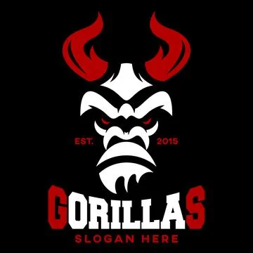 Modern horned gorilla logo. Vector illustration Stock Illustration