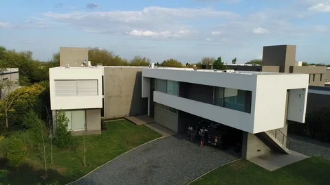 Modern house aerial pan Video stock 96653653