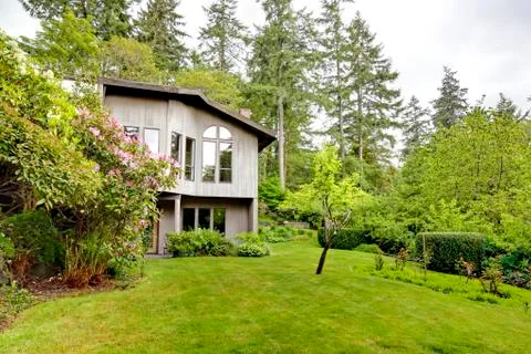 Modern house. backyard view Stock Photos