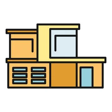 Modern house building flat line vector icon Ilustração Stock