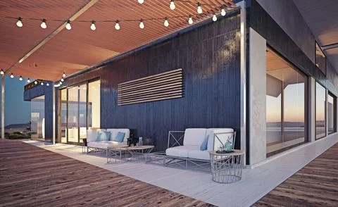 Modern house building Illustrazione stock