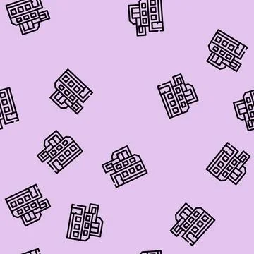 Modern house building line vector seamless pattern 스톡 일러스트