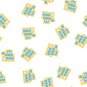 Modern house building vector seamless pattern Ilustración de archivo