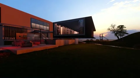 Modern house concept on the beach animation Stock Footage 181552096