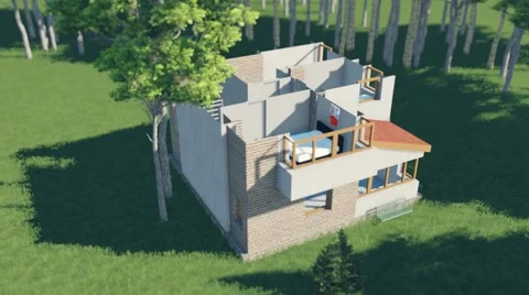 Modern house creating in forest Stock Footage 57321813