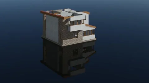 Modern house creation on mirror surface Stock Footage 57321776