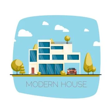 Modern house. Flat design vector illustration Stock Illustration