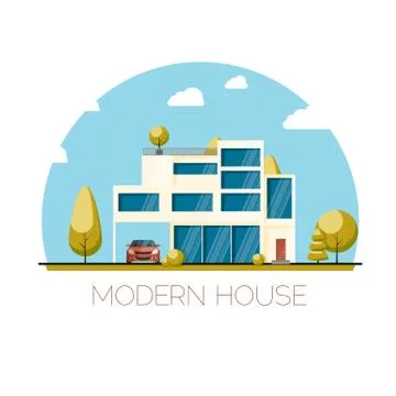 Modern house. Flat design vector illustration Stock Illustration