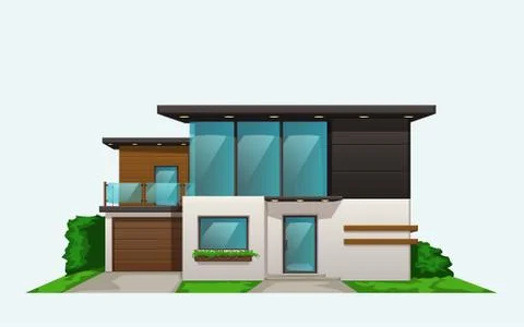 Modern house front view on white Stock Illustration