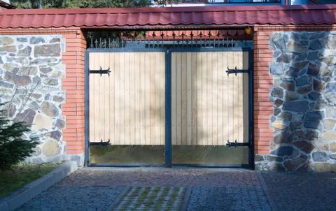 Modern house gate Stock Photos