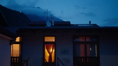 Modern House with Lighted Window at Night 動画素材 331112868