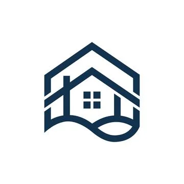 Modern House Logo Design with Minimal Real Estate Property Symbol Ilustração Stock