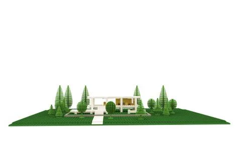 Modern house made of plastic bricks Stock Illustration