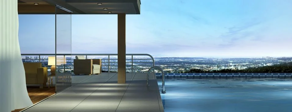 Modern House with Pool Illustration