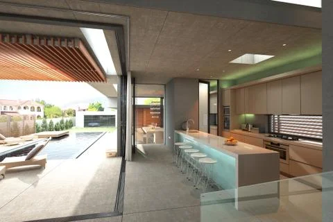 Modern House with Pool Illustration