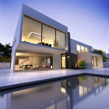 Modern house with pool Иллюстрация