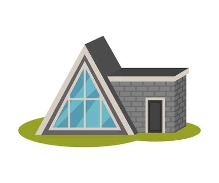 Modern house is triangular in shape. Vector illustration. Stock Illustration