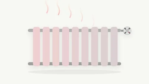 Modern Household Heating Radiator with Rotating Control Valve and Rising Th.. Stock-Footage 346007082