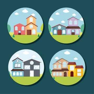 Modern houses design Ilustração Stock
