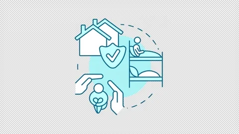 Modern humanitarian care ecosystem blue concept icons animation set Stock Footage 341025476