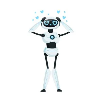 Modern Humanoid or Robotic Device with Iron Limbs Feeling Love Emotion Vector Stockillustratie