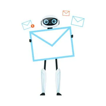 Modern Humanoid or Robotic Device with Iron Limbs Holding Letter Envelope Vector 스톡 일러스트