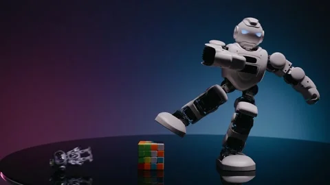 Modern Humanoid Robot Solves Rubik's Cube Stock Footage 339272299