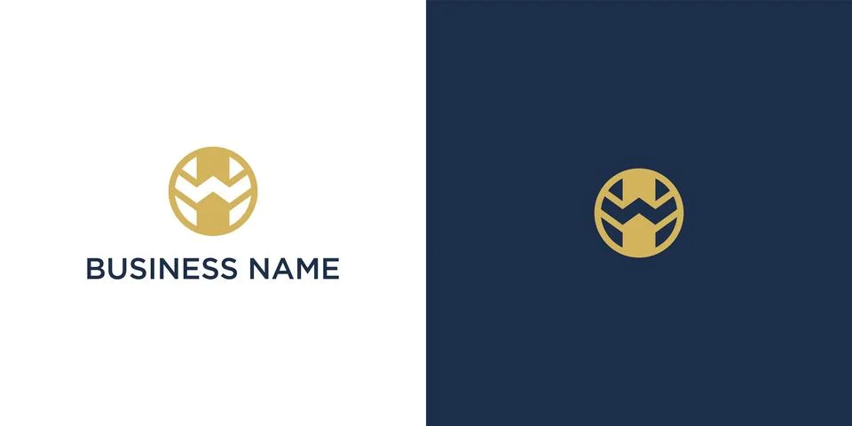 Modern HW Monogram Circle Logo Design for Corporate Branding 스톡 일러스트