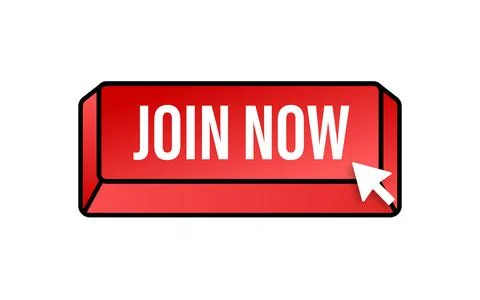 Modern icon with red join now button on white background for banner design 스톡 일러스트