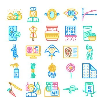 Modern icon set diverse topics illustration Stock Illustration