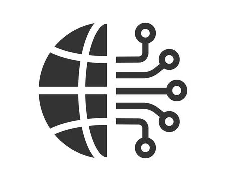 Modern icon symbolizing global connectivity and technology. Use for IT, net.. 库存插图