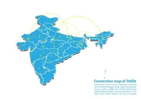 Modern of india Map connections network design, Best Internet Concept of indi Stock Illustration