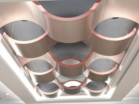 Modern Indoor Ceiling Installation In Architectural Design Stock Photos