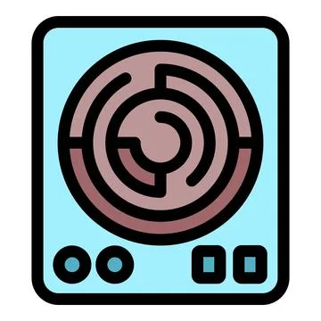 Modern induction cooker panel featuring a labyrinth like heating element, sym Illustrazione stock