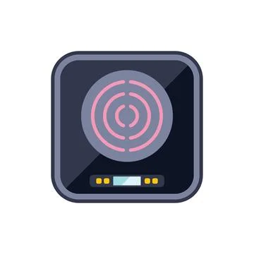 Modern induction cooker panel with touch control displaying heating zones Illustrazione stock