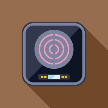 Modern induction cooker showing heating element icon Illustrazione stock
