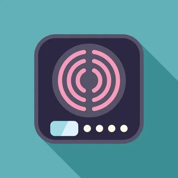 Modern induction cooker with touch control panel displaying heat level Illustrazione stock