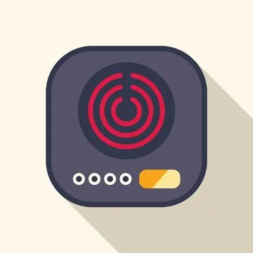 Modern induction cooker with touch control panel displaying heating icon Illustrazione stock