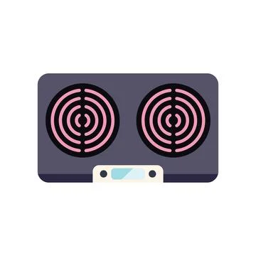 Modern induction cooker with touch control panel showing heating zones Illustrazione stock